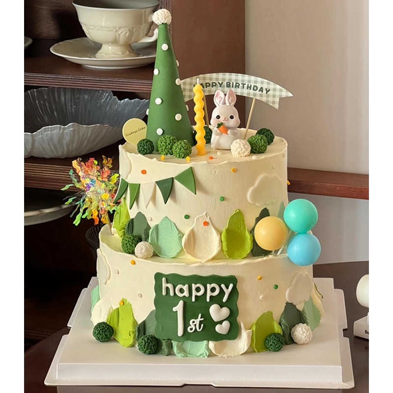 小兔子周岁蛋糕装饰插件森林色系鲜果绿色甜品台拱门生日快乐插牌,节庆用品/礼品,节日装扮用品,淘宝优惠券,粉丝福利购,淘宝优惠卷
