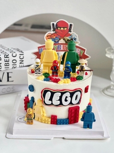 幻影忍者蛋糕装饰插件NINJAGO乐高积木男孩摩托车生日机器人插件