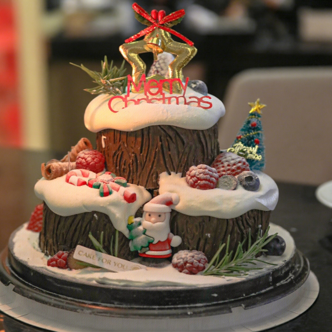 铃铛蝴蝶结圣诞草圈节日甜品蛋糕装饰插件圣诞树星星叶子花环摆件