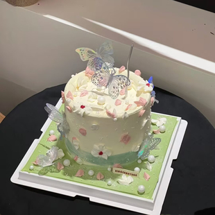 春天仙女风蛋糕装 风郁金香花苞插牌 饰插件山谷斑点渐变色蝴蝶ins