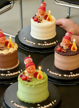 PVC吹泡泡许愿黄色星星人周岁蛋糕装饰摆件复古小火苗ins生日蜡烛