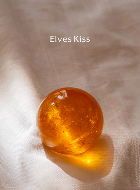 正觉水晶方解石黄冰粥球 橙色 焦糖色 冰洲石 黄水晶球摆件