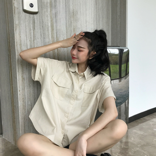 Price not less than 46.99 yuan real price quality inspection of Chinese and Korean version of tooling shirts and shorts suit