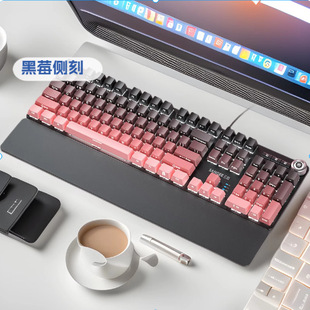 三巨SKU910有线侧刻机械键盘青轴电竞游戏炫彩渐变色108键USB接口