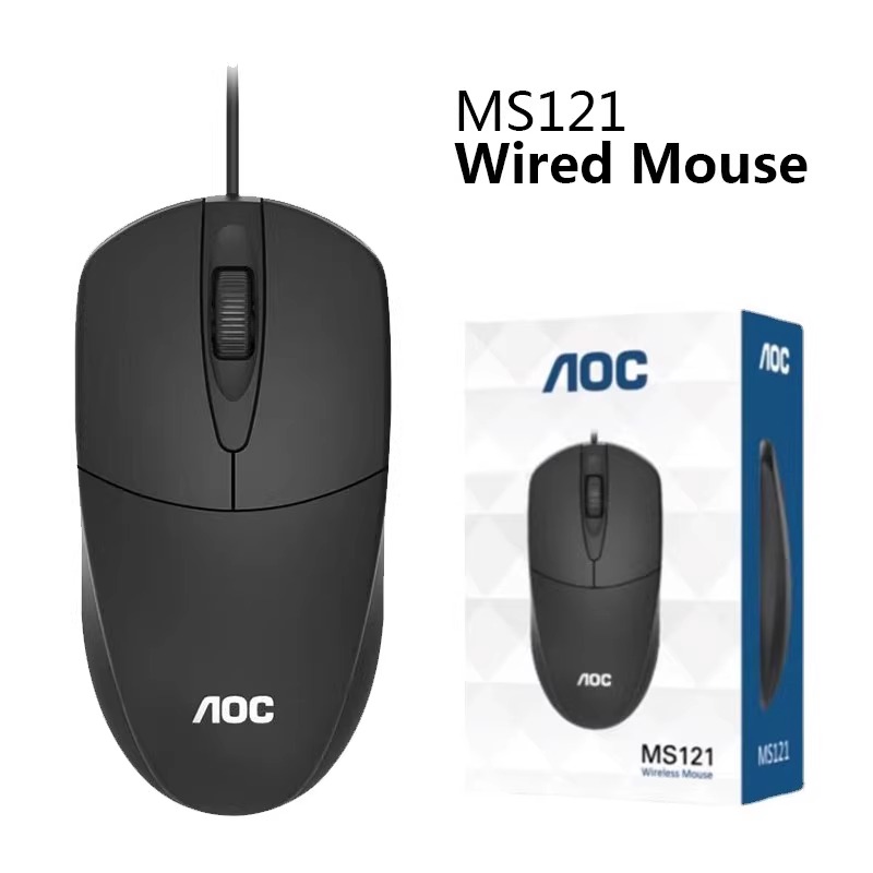 AOC MS121有线鼠标USB光电家用商务办公游戏专用便捷笔记本台式