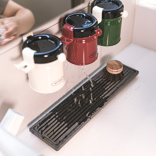 厨房水龙头硬硅藻泥挡水条倒挂磁吸漱口杯吸水垫卫生间台面沥水垫