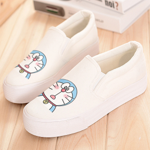 女士厚底帆布鞋 休闲鞋 潮流百搭一脚蹬板鞋 套脚小白鞋 韩版 2026新款