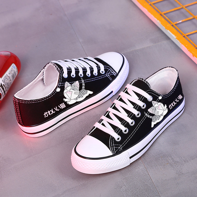 2026新款涂鸦板鞋女学生时尚低帮帆布鞋黑色百搭平底鞋女鞋休闲鞋,女鞋,帆布鞋,淘宝优惠券,粉丝福利购,淘宝优惠卷