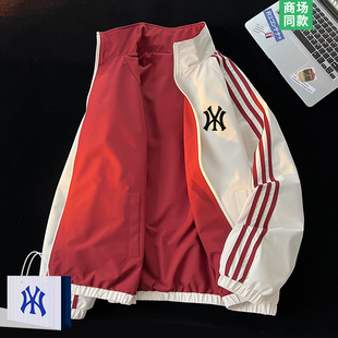 新款 双面穿冲锋衣外套女士2026春秋季 条纹立领夹克男 奥莱严选