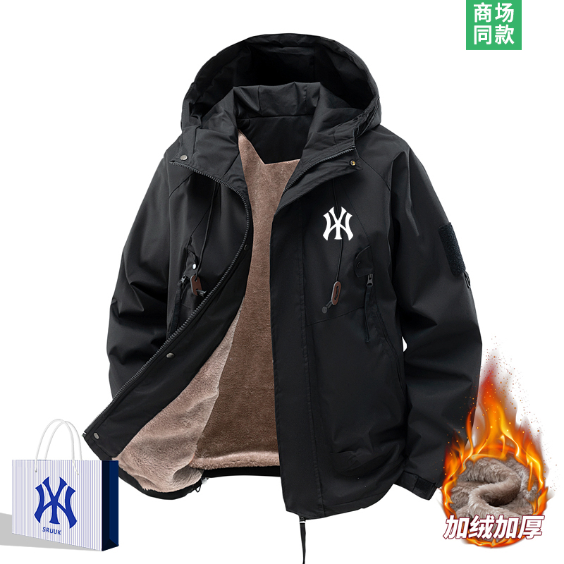 冲锋衣男士加绒连帽夹克外套