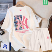1折专区 t恤短裤 史迪仔联名运动套装 新款 短袖 女夏季 大码 一整套