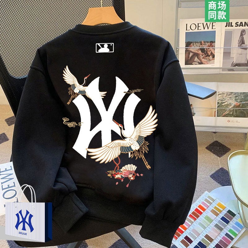 国潮仙鹤卫衣男士内搭打底衫