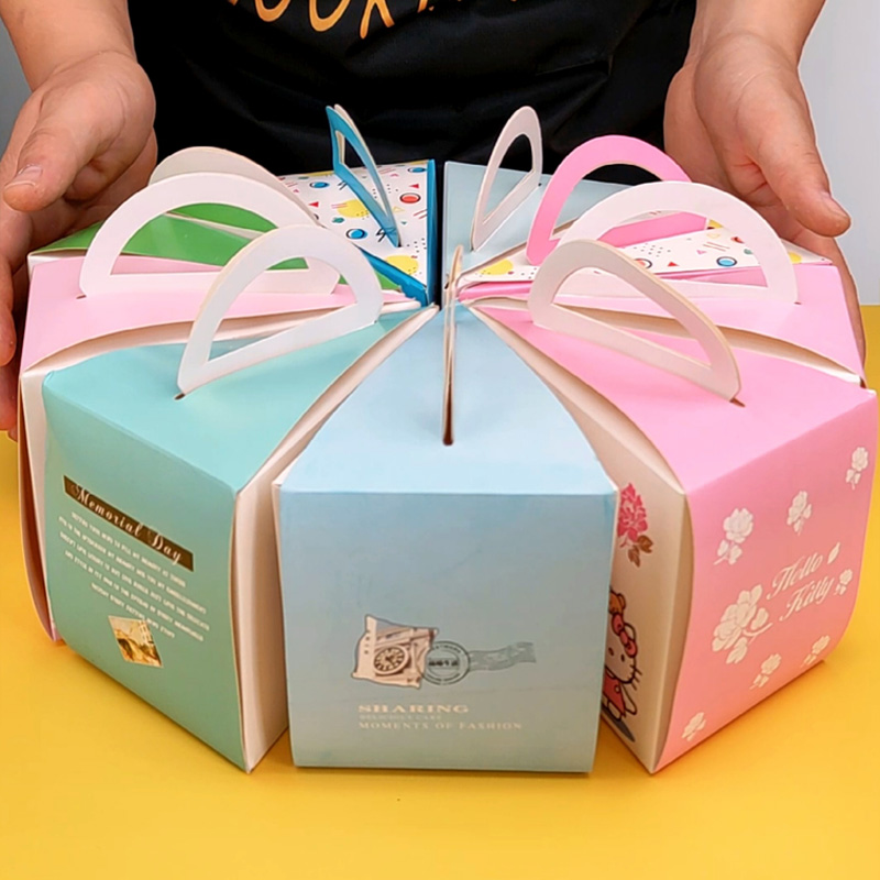 三角形手提慕斯蛋糕包装盒一次性烘焙芝士纸盒子西点盒打包盒包邮