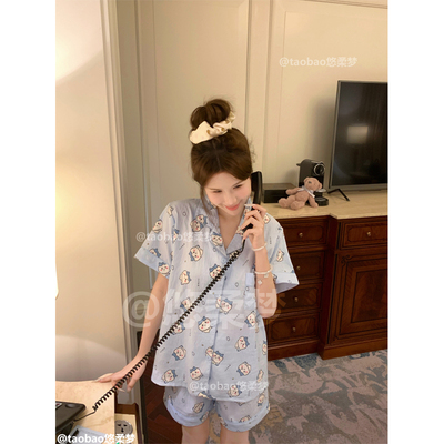 哈奇小八蓝色可爱家居服短袖套装