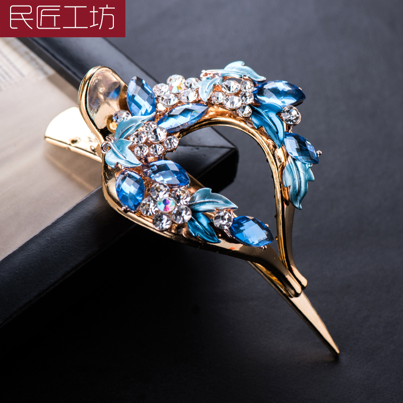 民匠工坊桃心抓夹水钻盘发夹