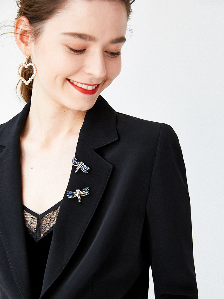 海尼正装休闲职业西服女2018秋装新款时尚收腰耸肩单扣小西装外套