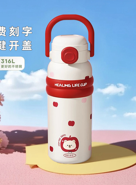 物生物吸管保温杯大容量女高颜值水杯子学生上学专用儿童2024新款