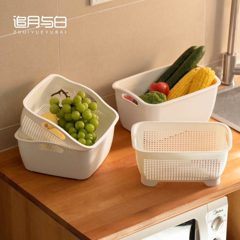 追月与白日系厨房双层洗菜篮子