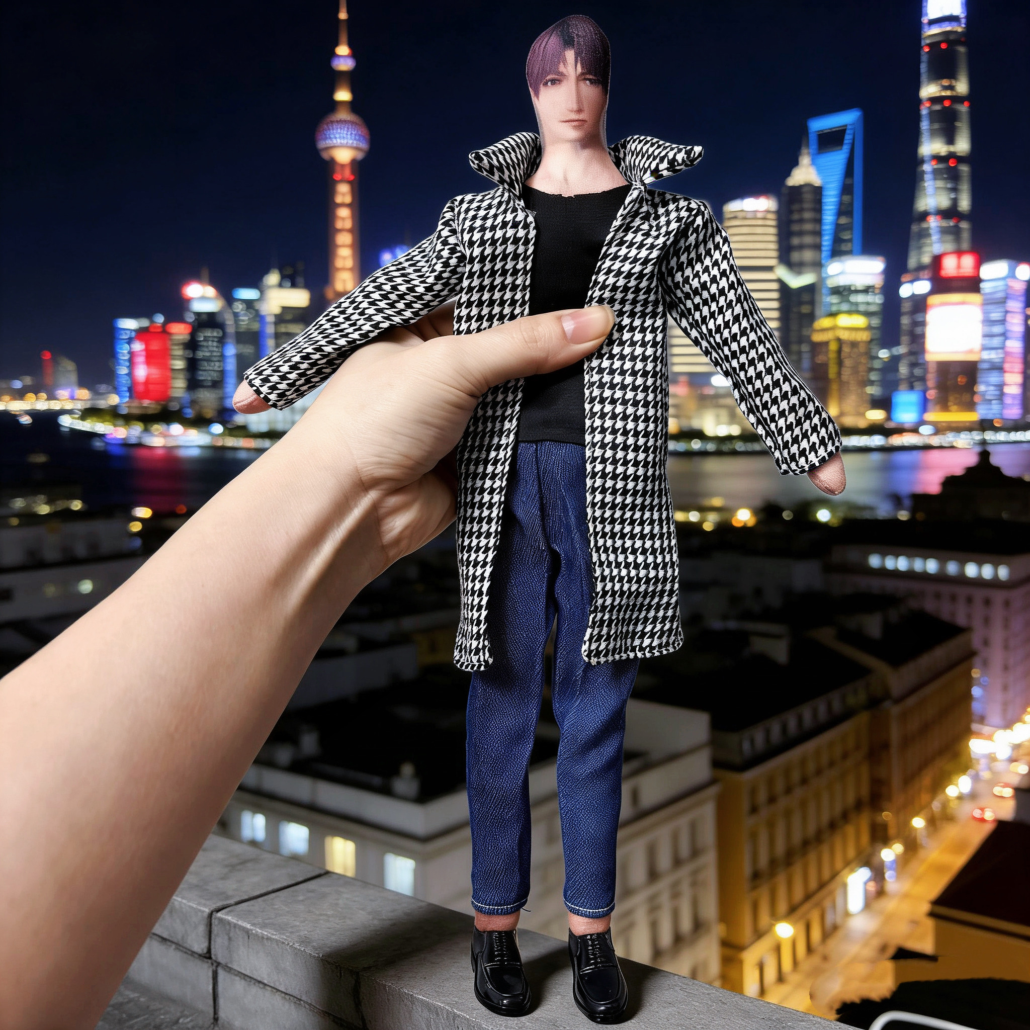 搞笑明星玩偶干换装运动服休闲时装衣裤帅气男女款千鸟格外套配件