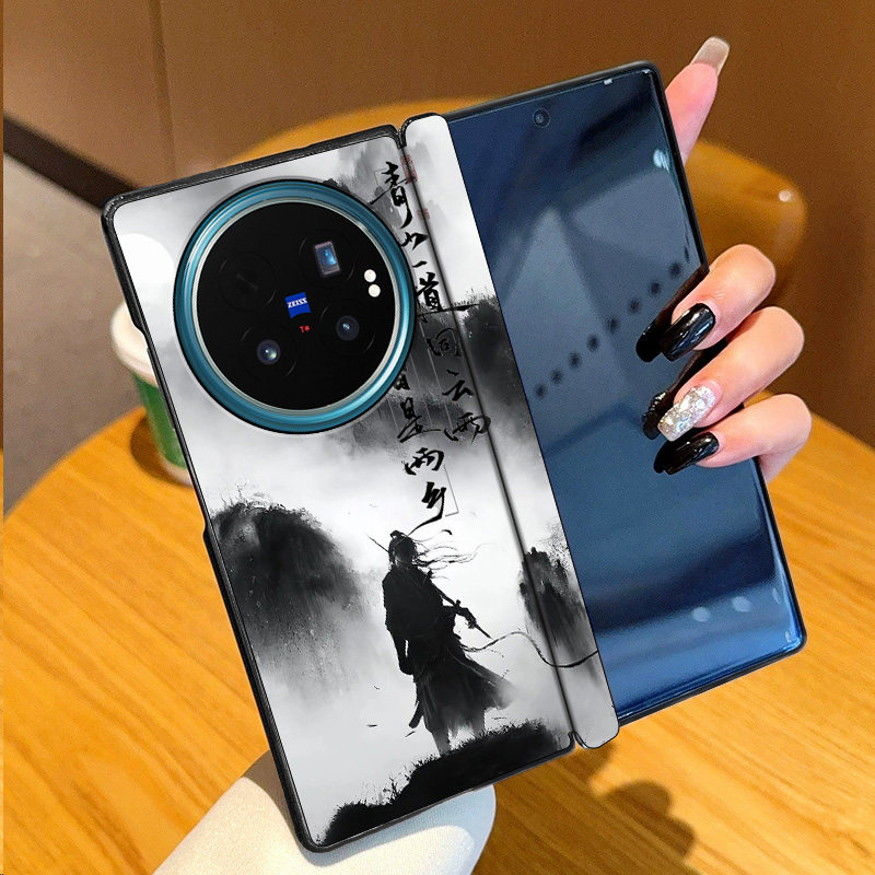 适用于vivo x fold6手机壳xfold5全包式折叠屏中轴全包卡通轻奢皮纹壳古风文字爆款防摔创意小众定制保护套