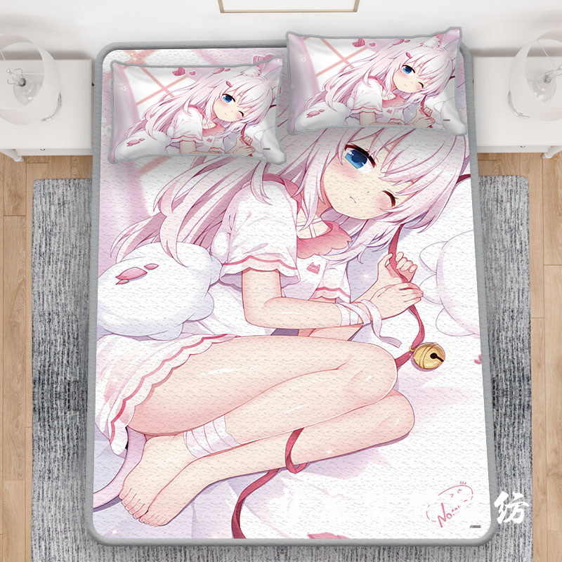 性感猫羽雫动漫凉席宅男宿舍猫娘二次元软席子夏季定制机洗冰丝席