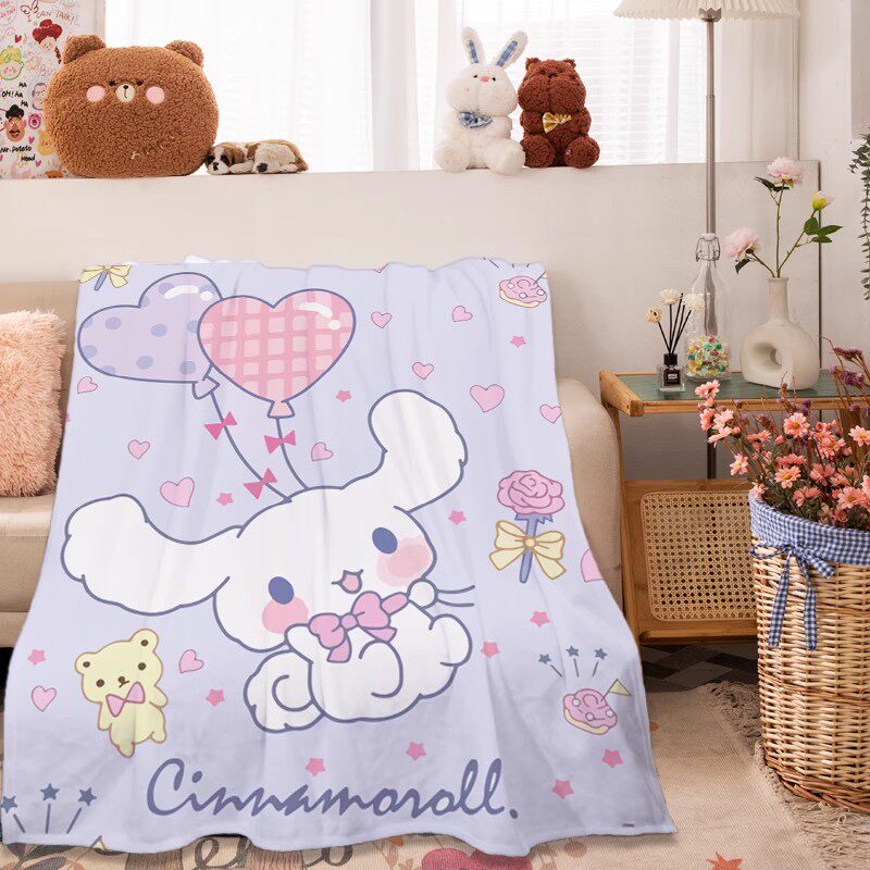 法兰绒双面毛毯夏季薄款玉桂狗印花毛毯午睡休闲毯不掉毛披肩毯子