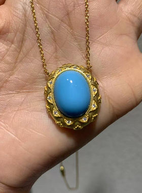 俏立复古人工松石S925银项链