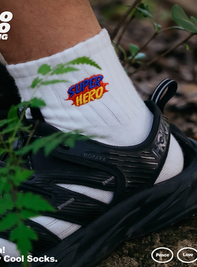 JIOJIOLIKING乔乔莱肯 男女士袜子吸汗纯棉刺绣男袜纯棉中筒袜