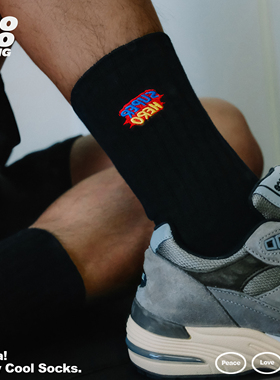 JIOJIOLIKING乔乔莱肯 男女士袜子刺绣纯棉长筒袜吸汗运动袜长袜