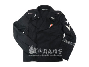 德军精英装甲兵夹克套装 黑色毛呢战车服 坦克兵一等兵上衣套装