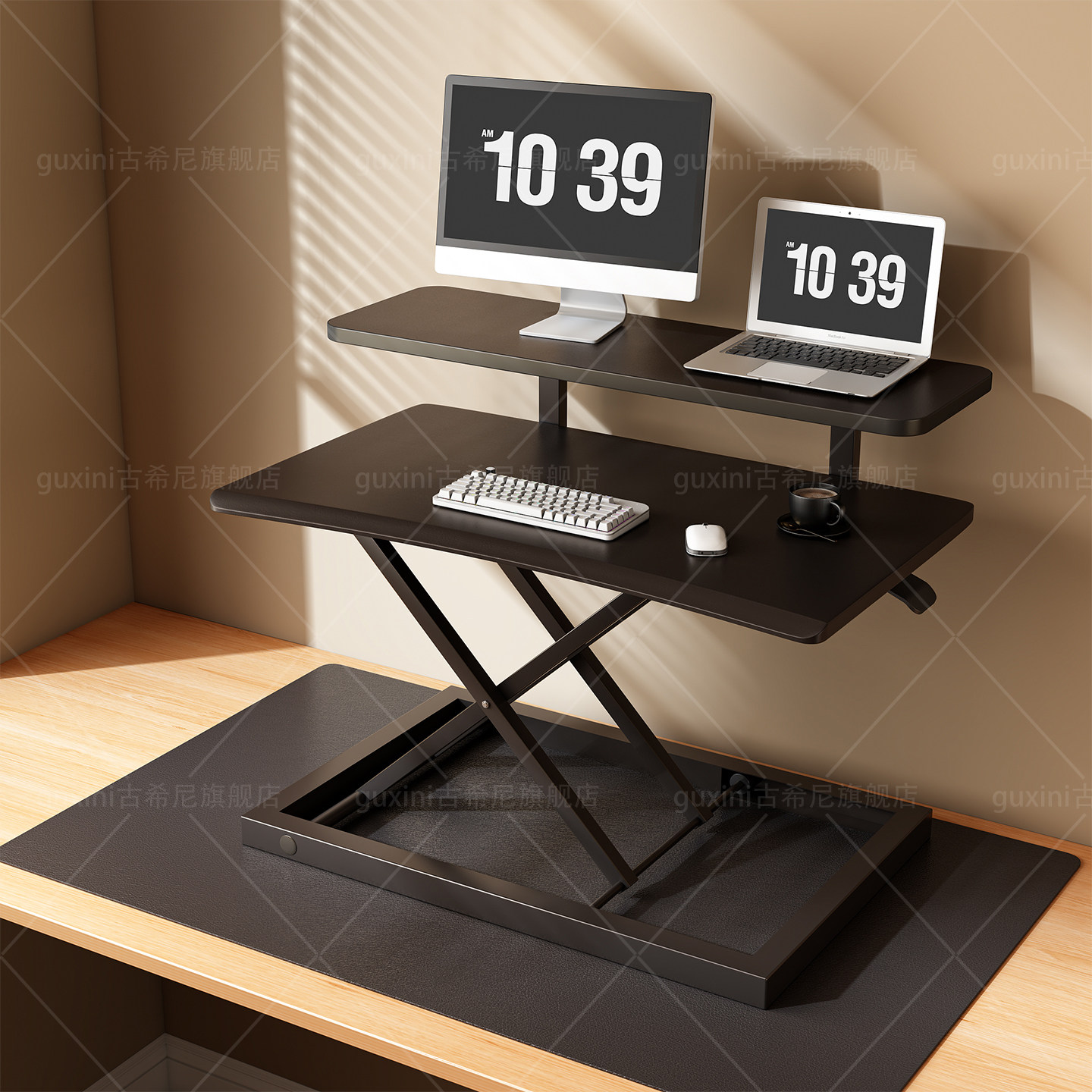 站立式工作台办公桌可升降桌子台式电脑桌笔记本桌面折叠增高支架