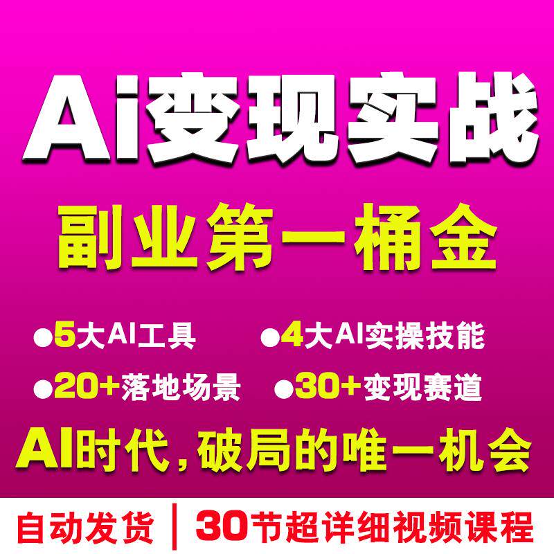 Ai变现实战课AI实操技能工具多赛道副业的第一桶金