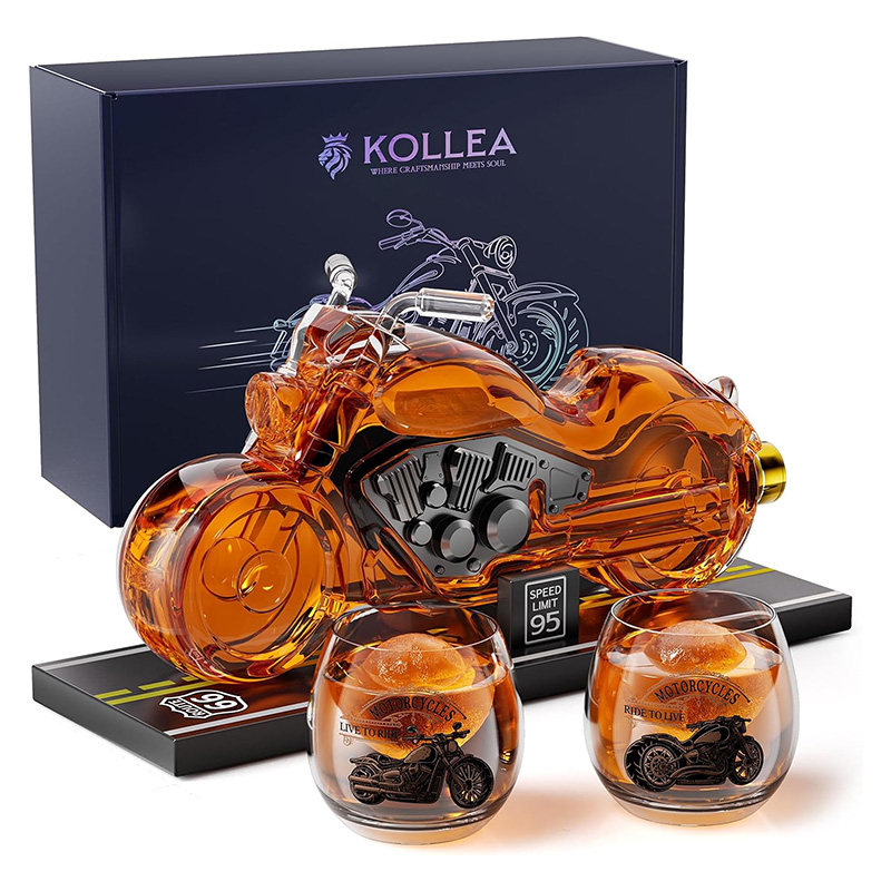 美国代购Kollea 炫酷摩托车醒酒器套装 精致机车洋酒烈酒杯 礼物