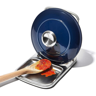 美国OXO新品 锅铲勺子支架可折叠搁架 不锈钢厨用勺铲锅盖置物架