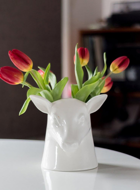 英国SUCK UK创意多功能陶瓷鹿盆 家居装饰花瓶摆件厨用餐具收纳桶