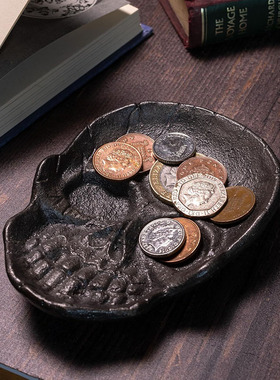 英国Suck UK 骷髅硬币铸铁托盘钥匙首饰收纳盘卫玄前关艺术装饰品