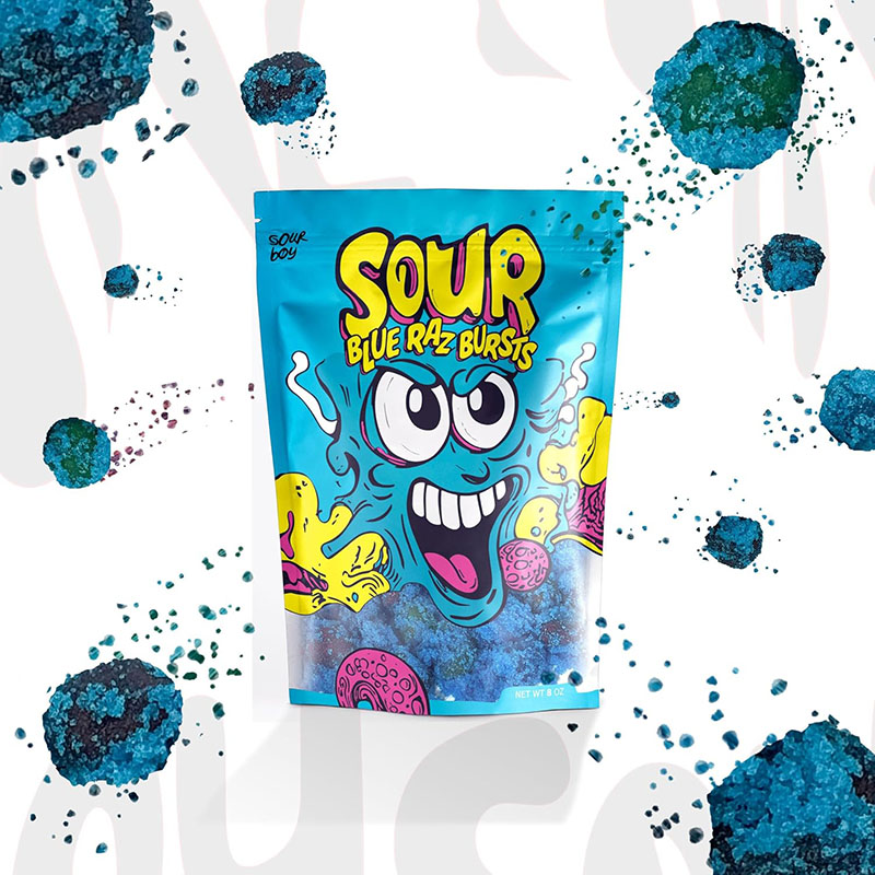 美国Sourboy 极酸蓝色涂层树蓝莓风味爆浆酸软糖 网红糖果小零食