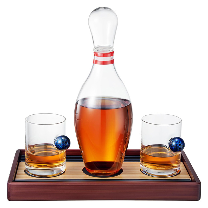 美国代购The Wine Savant 保龄球瓶威士忌醒酒器套装 超酷洋酒杯