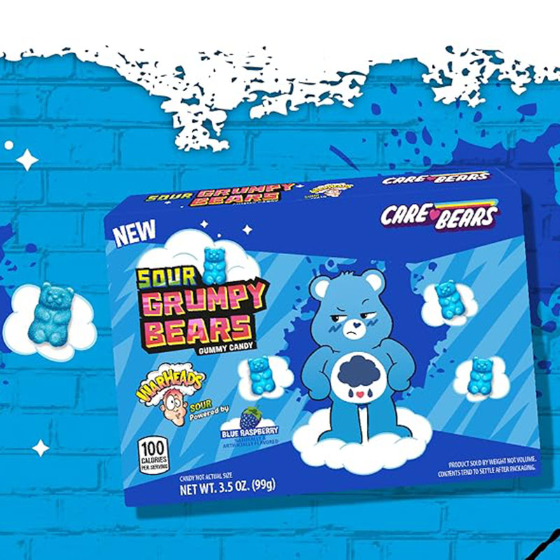 美国Warheads Care Bears 酸脾气暴躁熊蓝树莓味酸软糖 小熊糖99g