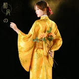 Золотые шелковые косметические костюмы японские кимоно женские формы традиционные улучшенные сцены гонча