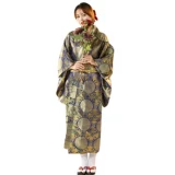 Золотые шелковые косметические костюмы японские кимоно женские формы традиционные улучшенные сцены гонча