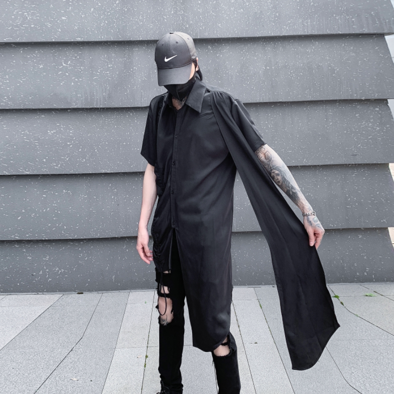 夏季暗黑系男士短袖衬衫潮流炸街宽松休闲短袖衬衣C268P95,男装T恤,星座101A-3