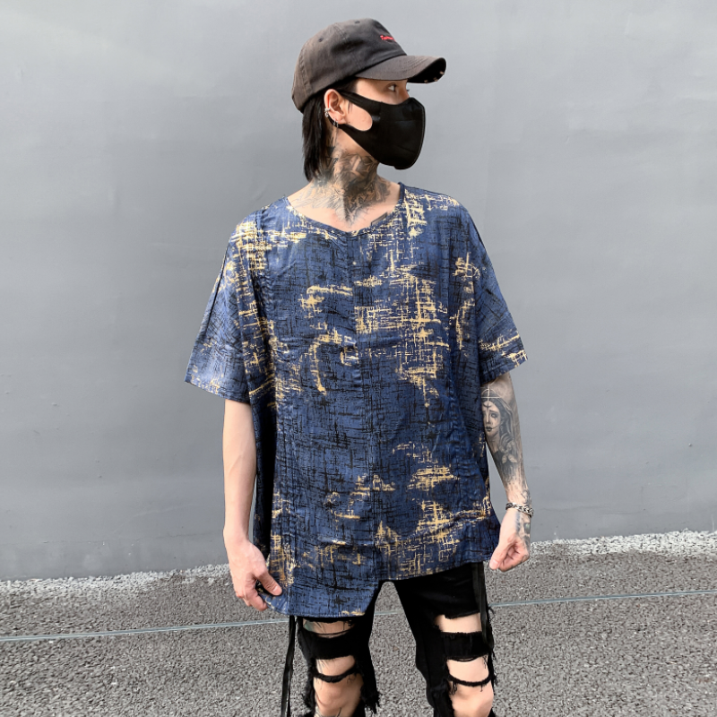夏季男士潮流时尚短袖烫金图案宽松圆领青年T恤T666P75,男装T恤,星座101A-3