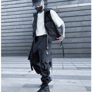 2025春夏暗黑新款宽松工装连帽马甲背心男潮流炸街帅气 MJ67 P125图片