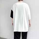 夏季男士短袖黑白拼色时尚潮流宽松圆领T恤潮牌T689P75，男装T恤，星座101A-3