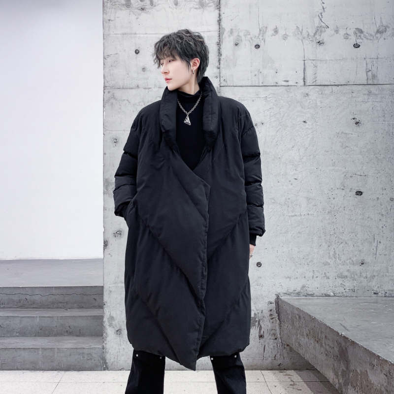 山本风暗黑冬季中长款过膝宽松加厚棉服男潮流保暖棉袄 F505 P185图片