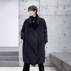 山本风暗黑冬季中长款过膝宽松加厚棉服男潮流保暖棉袄 F505 P185图片