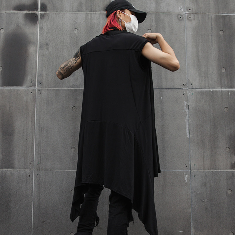 夏季潮男士马甲背心个性潮暗黑系长款披肩发型师服装 MJ30 P85图片