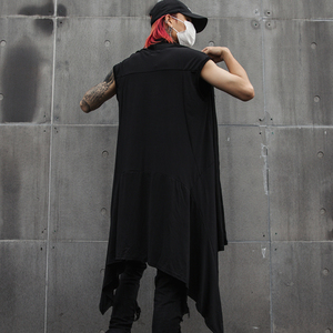 夏季潮男士马甲背心个性潮暗黑系长款披肩发型师服装 MJ30 P85图片