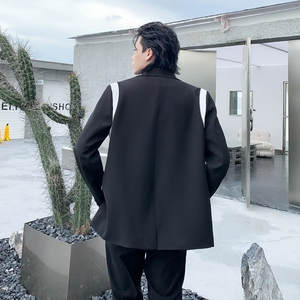 秋冬西服男拼色宽松潮流炸街帅气青年小西装外套  XF12 P125图片